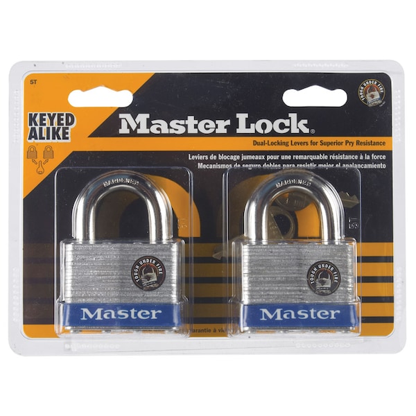 Master Lock Master Lock 1-1/2 in. H X 7/8 in. W X 2 in. L Steel 4-Pin Cylinder Exterior Padlock, PK2 5T - main